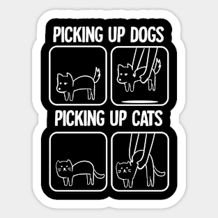 Cat Lover Picking Up dog and Cat Pet Owner Gift Sticker